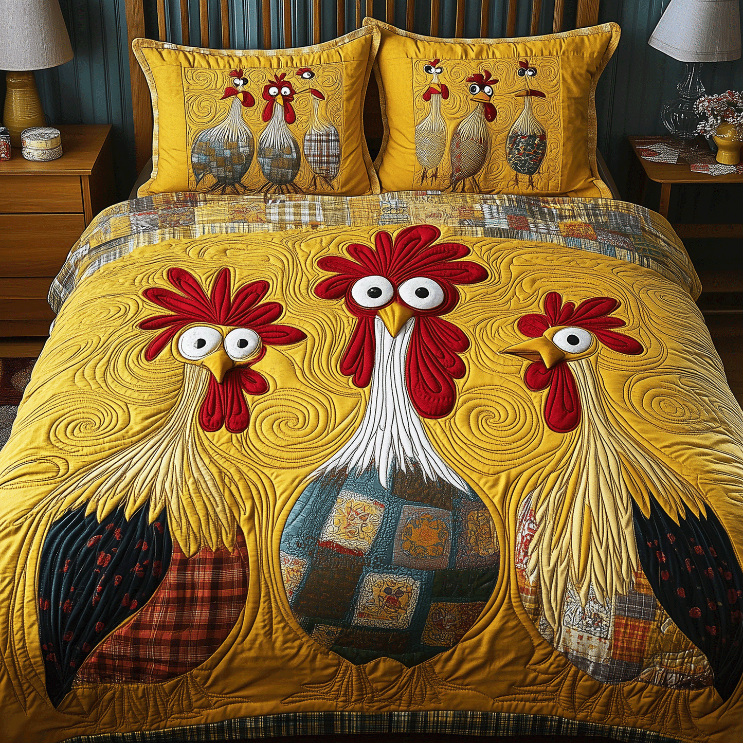 Whimsical Barnyard Bliss 3-Piece Quilted Bedding Set NCU0TH2238