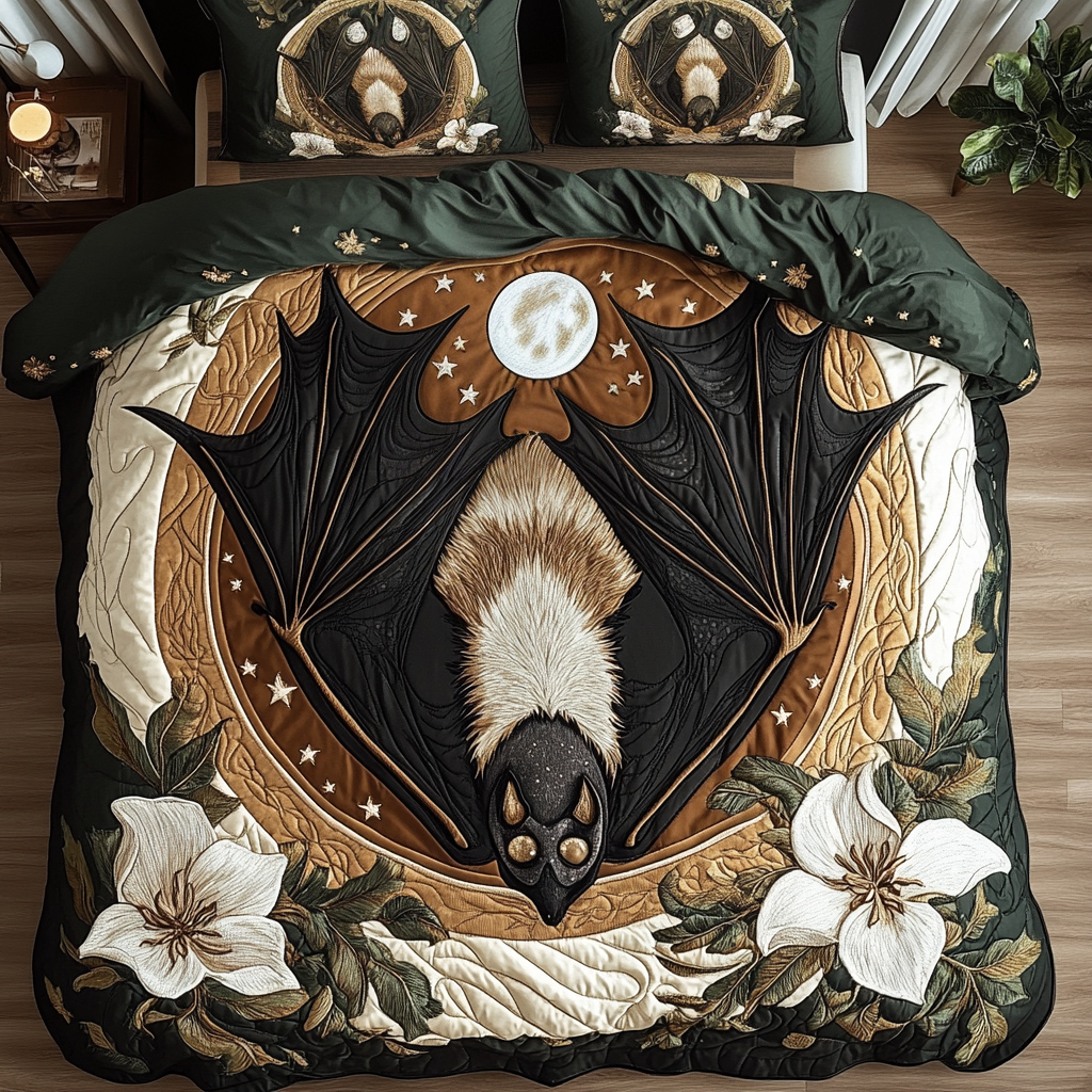 Whimsical Bats 3-Piece Quilted Bedding Set NCU0VH4532