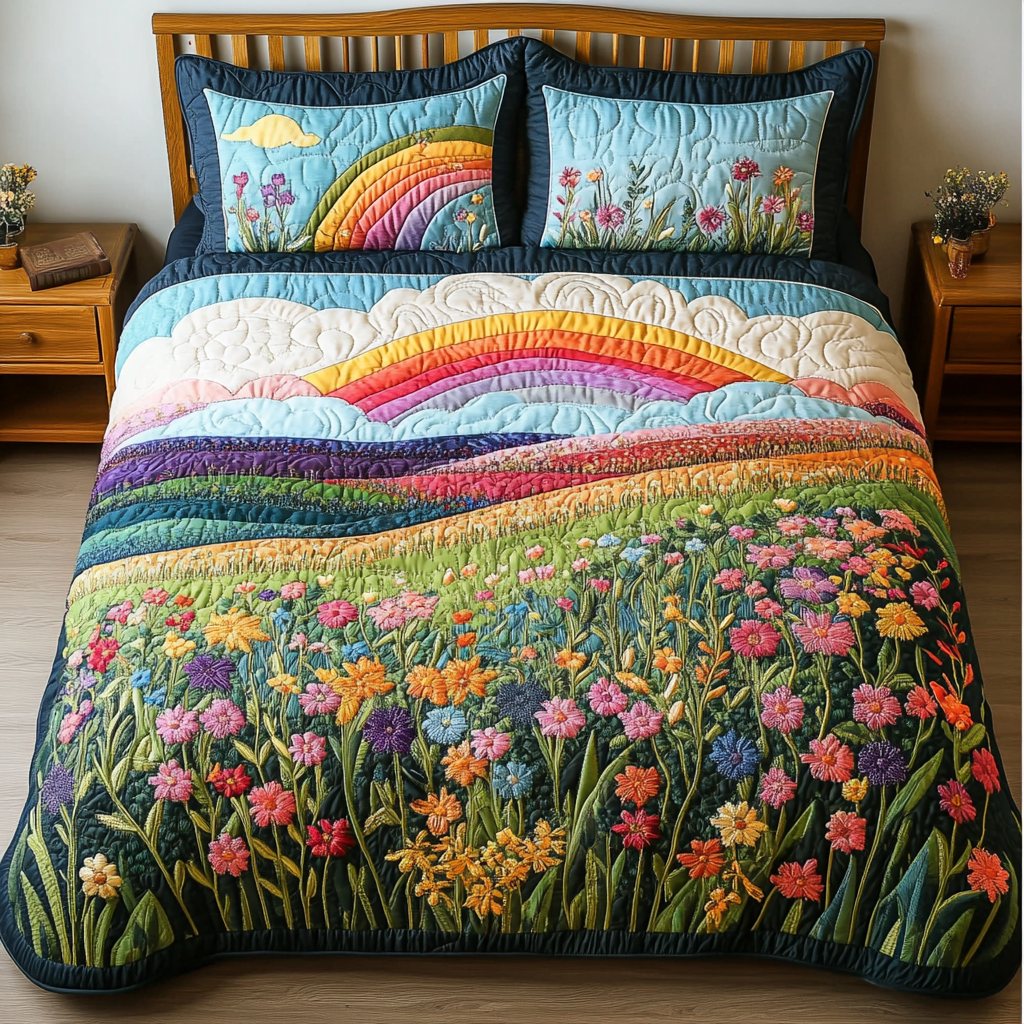 Whimsical Blooms 3-Piece Quilted Bedding Set NCU0DK6035