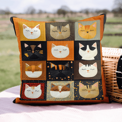 Whimsical Cat Patterned Quilted Pillow Case NCU0PD619