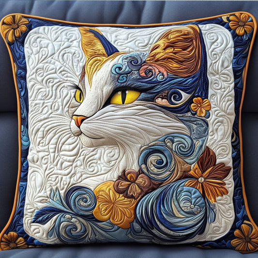 Whimsical Cat Quilted Pillow Case NCU0NT6289