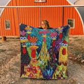 Woodland Chickens Quilted Blanket NCU0NT1985