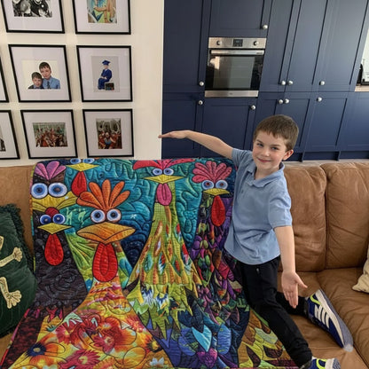 Whimsical Chickens Quilted Blanket NCU0PT040