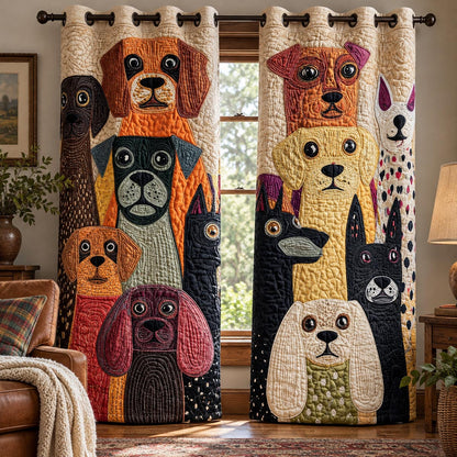 Whimsical Dog Family Quilted Curtains NCU0DV10368
