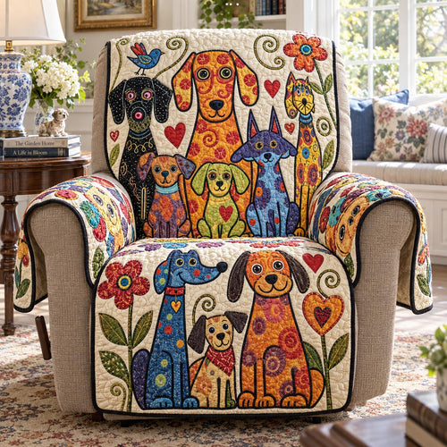 Whimsical Dog Garden Quilted Sofa Cover NCU0DV10228