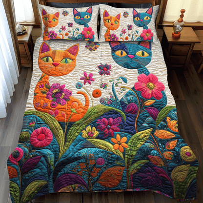 Whimsical Fantasy Cat 3-Piece Quilted Bedding Set NCU0PD629