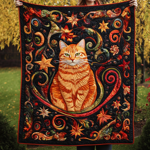 Whimsical Fantasy Cat Quilted Blanket NCU0PD495