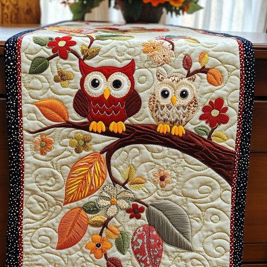 Whimsical Forest Owls Quilted Table Runner NCU0NT4154