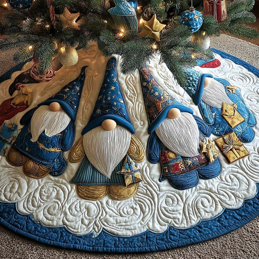 Whimsical Gnome Christmas Quilted Tree Skirt NCU0NT11115