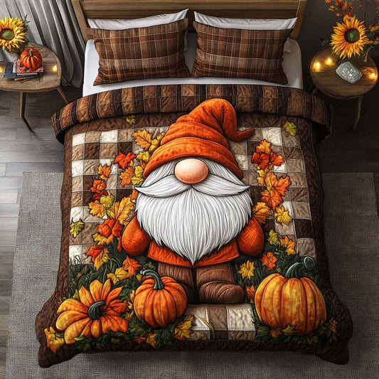 Whimsical Gnome Time 3-Piece Quilted Bedding Set NCU0NT8372