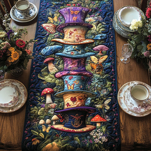 Whimsical Hat Stack Quilted Table Runner NCU0PT4150