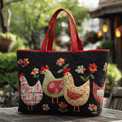 Whimsical Hens Quilted Tote Bag NCU0TH2851