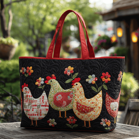 Whimsical Hens Quilted Tote Bag NCU0TH2851