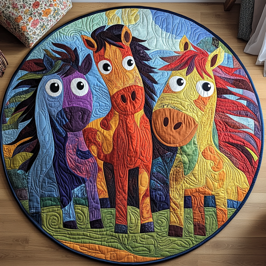 Whimsical Horse Quilted Round Mat NCU0DV5420