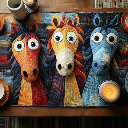 Whimsical Horse Quilted Table Runner NCU0DV5443