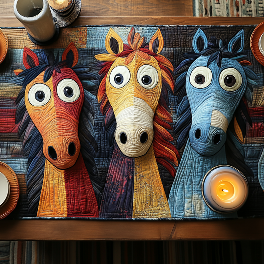 Whimsical Horse Quilted Table Runner NCU0DV5443