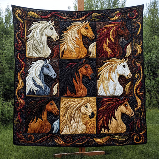 Whimsical Horses Quilted Blanket NCU0NT6510