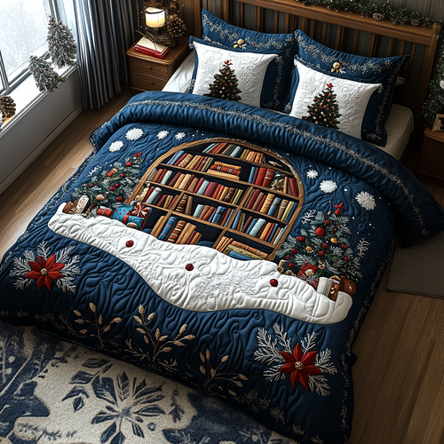 Whimsical Library Retreat 3-Piece Quilted Bedding Set NCU0DV2078
