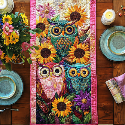 Whimsical Owl Village Quilted Table Runner NCU0DV610