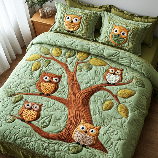 Whimsical Owls Quilted Bedding Set NCU0DK6449