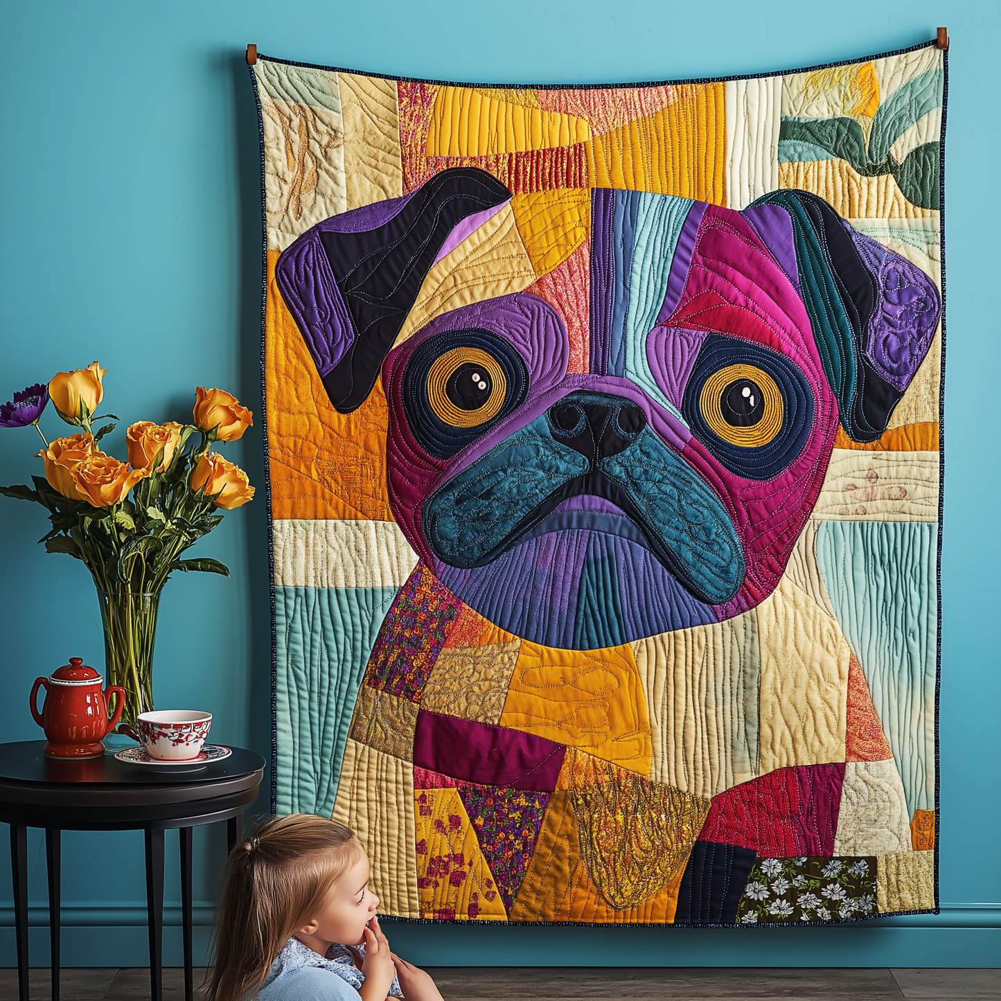 Whimsical Pug Quilted Blanket NCU0TL1804