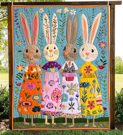 Whimsical Rabbit Quilted Blanket NCU0DV787