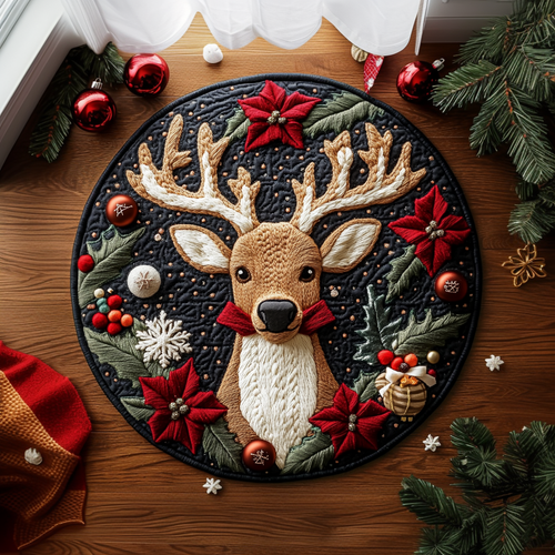 Whimsical Reindeer Quilted Round Mat NCU0DV1009