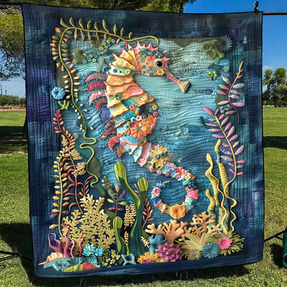 Whimsical Seahorse Quilted Blanket NCU0TH1252