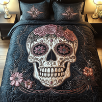 Whimsical Skull 3-Piece Quilted Bedding Set NCU0TL1992