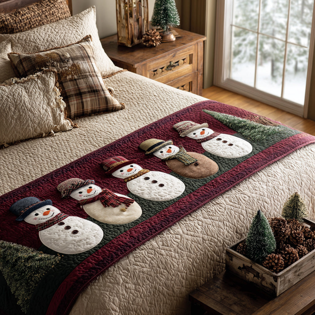 Whimsical Snow Pals Quilted Bed Runner NCU0DV8598