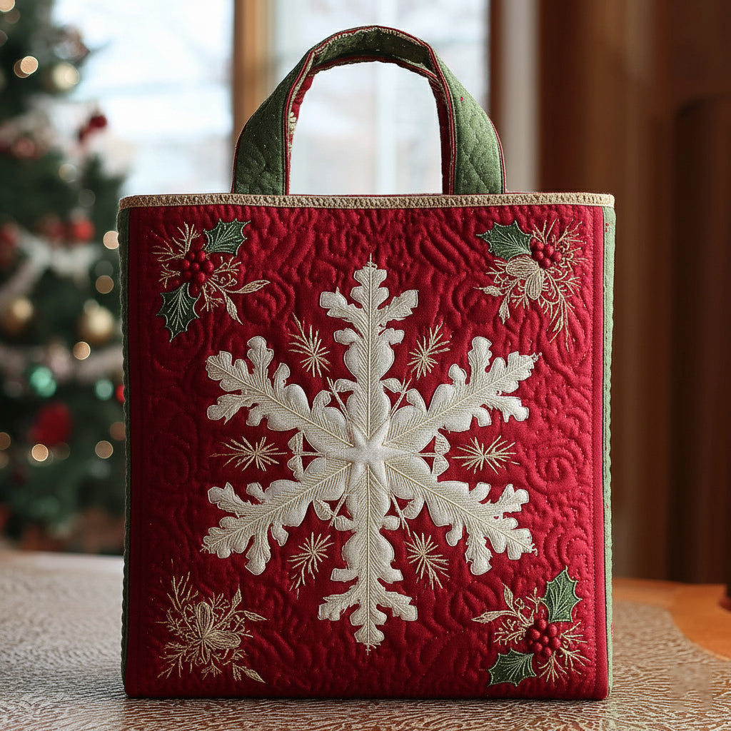 Whimsical Snowflake Burst Quilted Tote Bag NCU0HH428
