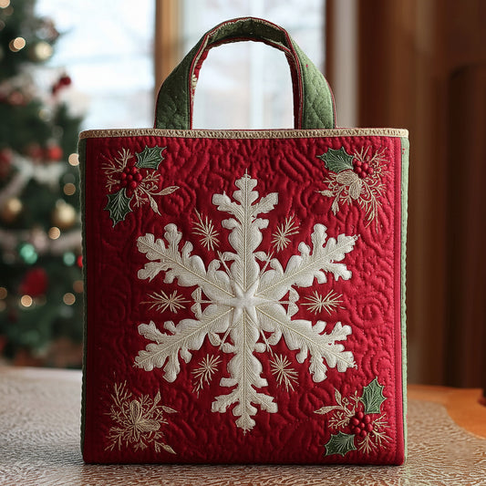 Whimsical Snowflake Burst Quilted Tote Bag NCU0HH428