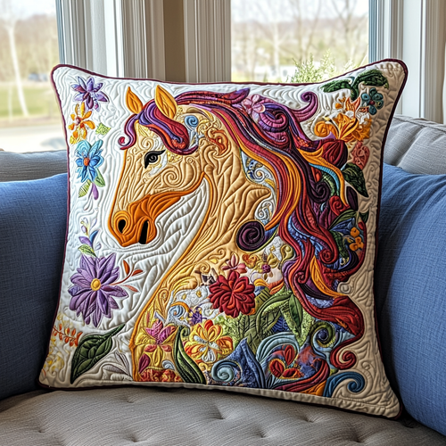 Whimsical Stallion Quilted Pillow Case NCU0VH235