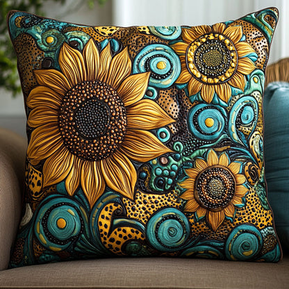 Whimsical Sunflowers Quilted Pillow Case NCU0NT5914