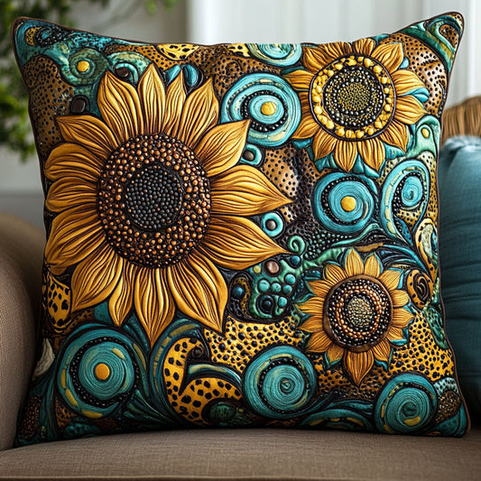 Whimsical Sunflowers Quilted Pillow Case NCU0NT5914