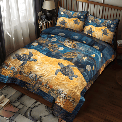Whimsical Turtle Sea 3-Piece Quilted Bedding Set NCU0TH1344