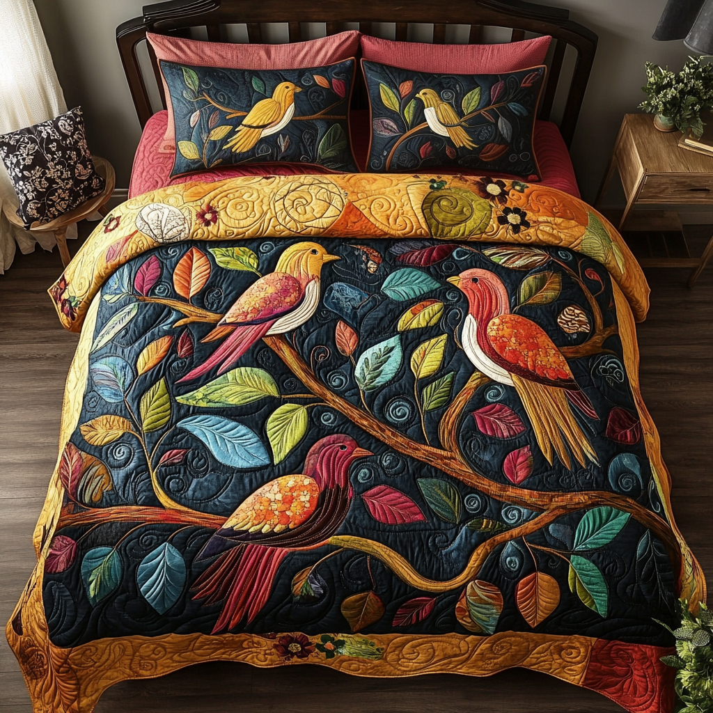 Whimsical Wings 3-Piece Quilted Bedding Set NCU0VH1104