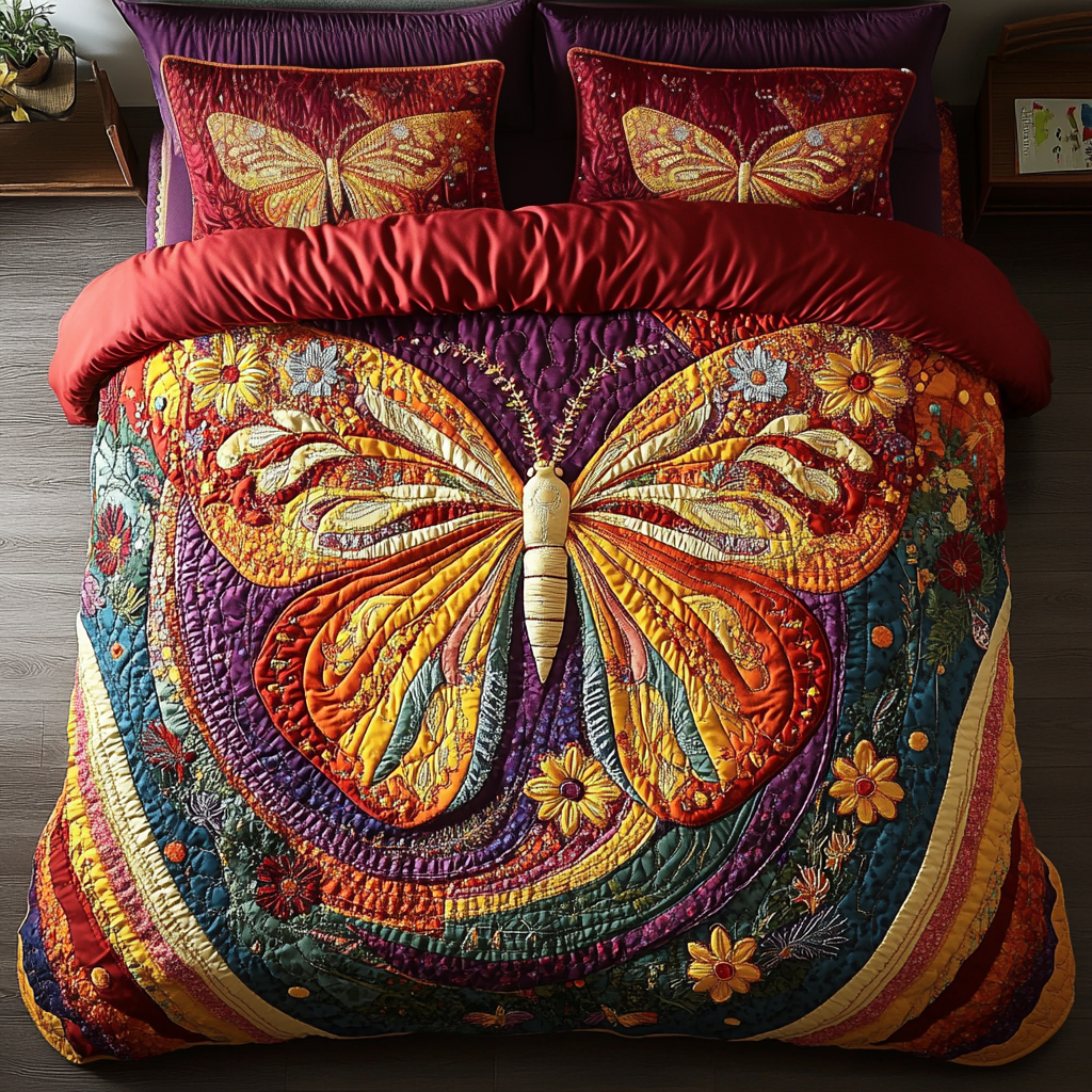 Whimsical Wings 3-Piece Quilted Bedding Set NCU0VH2842