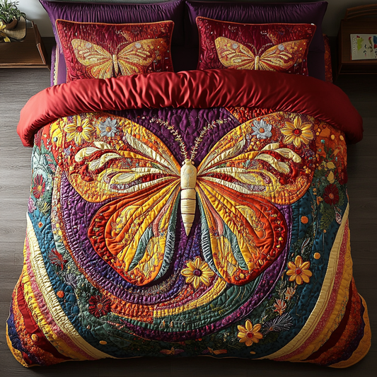 Whimsical Wings 3-Piece Quilted Bedding Set NCU0VH2842