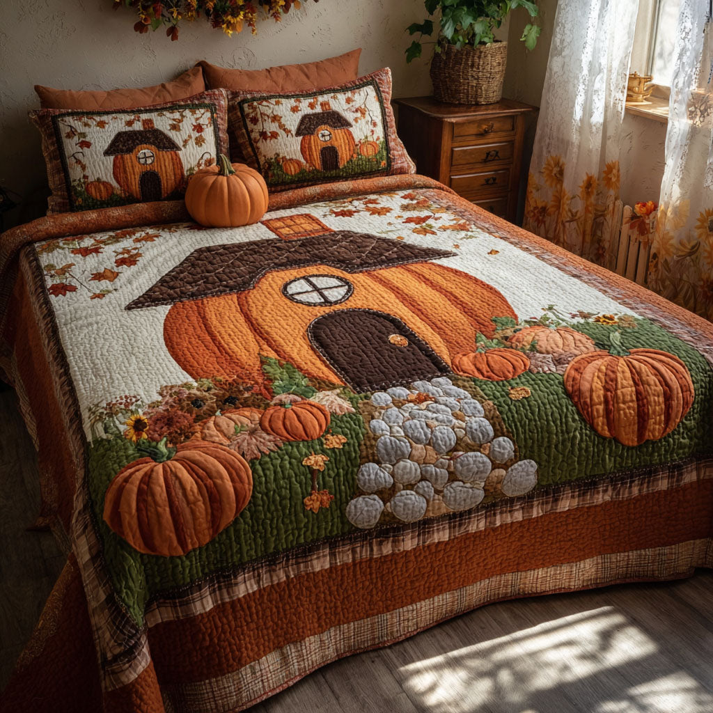 Whimsy Gourd Haven 3-Piece Quilted Bedding Set NCU0PT8586