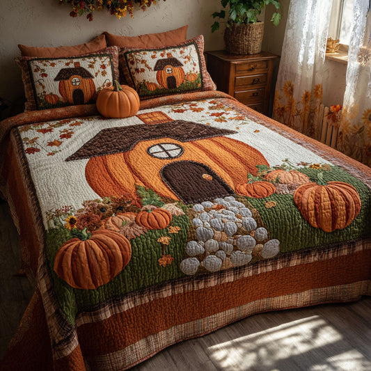 Whimsy Gourd Haven 3-Piece Quilted Bedding Set NCU0PT8586