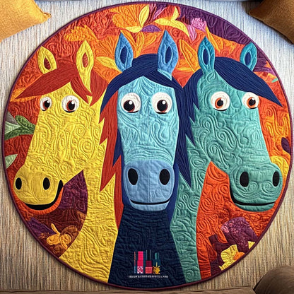 Whimsy Horses Quilted Round Mat NCU0NT11577