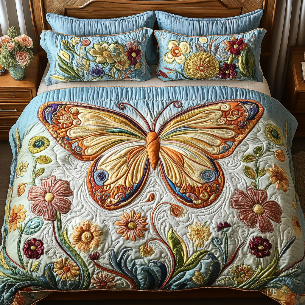 Whimsy Winged Dreams 3-Piece Quilted Bedding Set NCU0VH5537