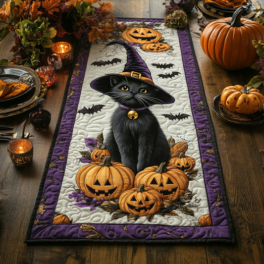Whimsy Witchery Black Cat Quilted Table Runner NCU0DV7216