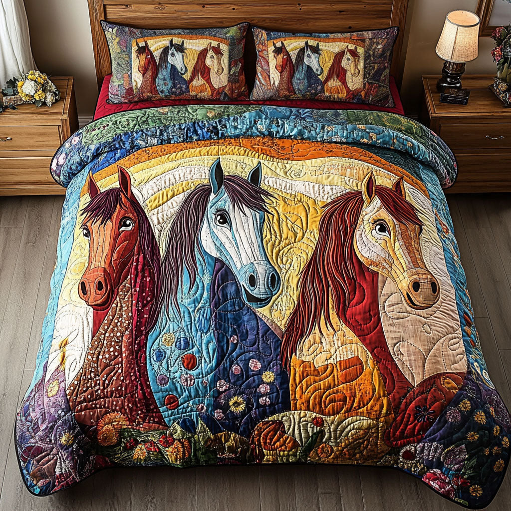 Whinny Wonders 3-Piece Quilted Bedding Set NCU0NT6841