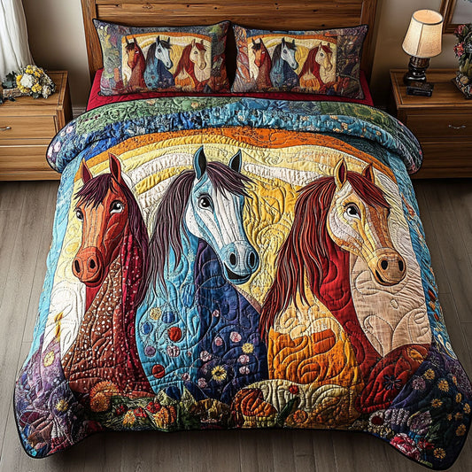Whinny Wonders 3-Piece Quilted Bedding Set NCU0NT6841