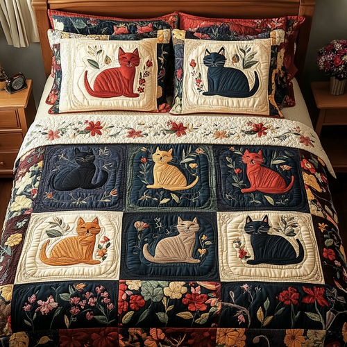 Whisker Dreams 3-Piece Quilted Bedding Set NCU0VH3645