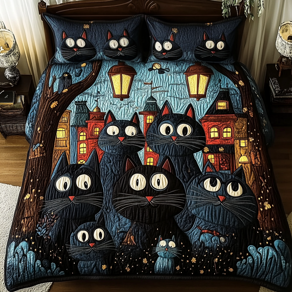 Whisker Dreams 3-Piece Quilted Bedding Set NCU0VH849