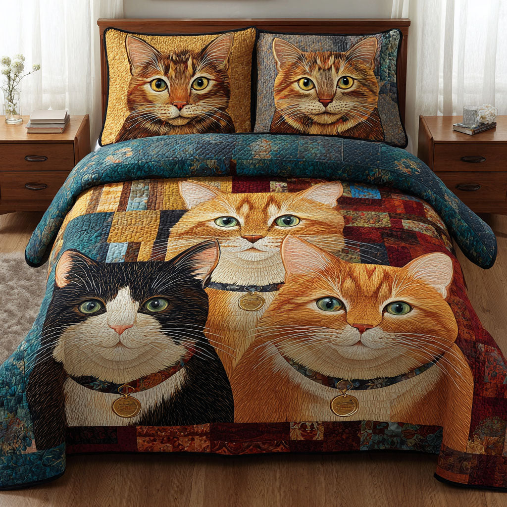 Whisker Friends 3-Piece Quilted Bedding Set NCU0DK11942