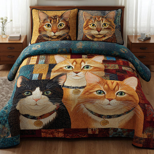 Whisker Friends 3-Piece Quilted Bedding Set NCU0DK11942